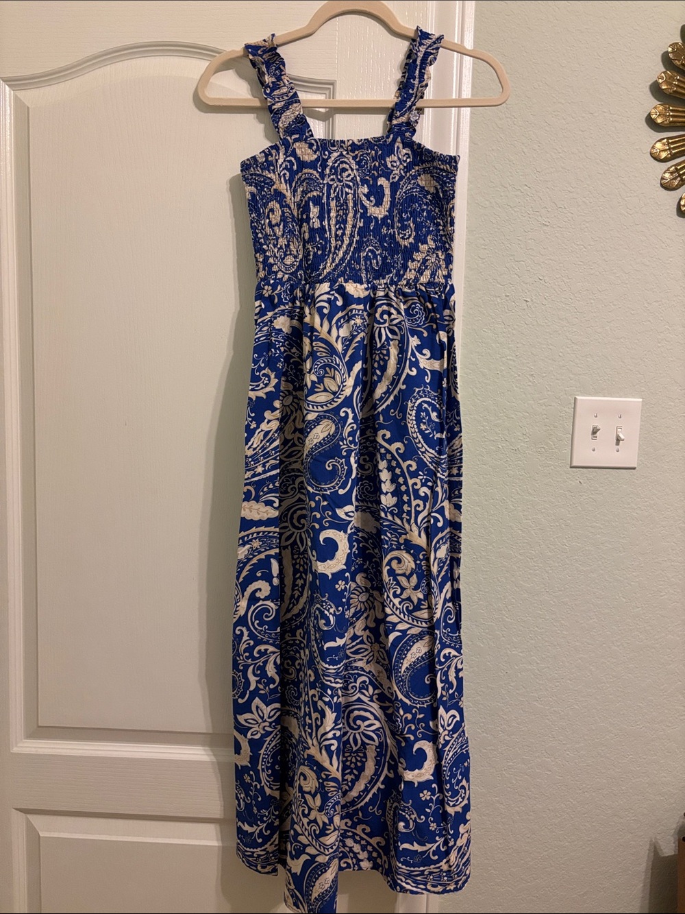 Zara Royal Blue and Cream Paisley Maxi Dress